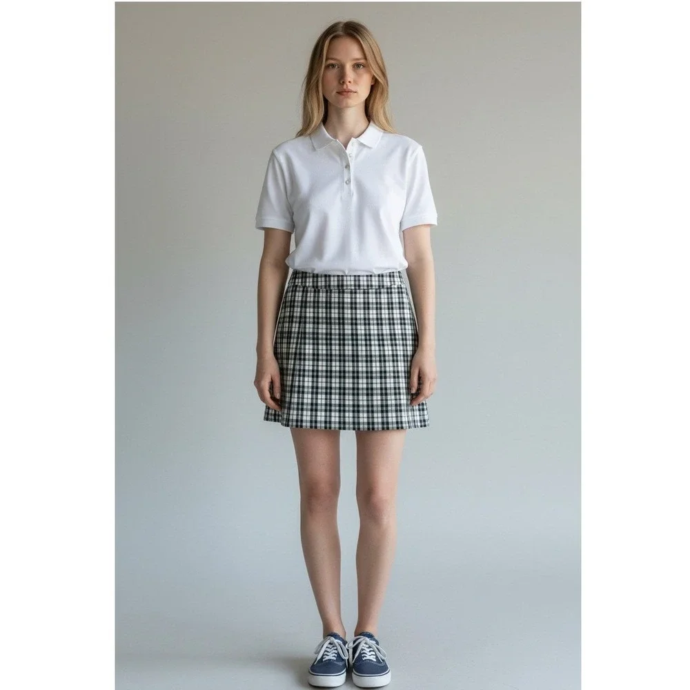 IzodGolf Skort Black White Plaid Performance Activewear Skirt Women's Size 8 - Picture 1 of 8